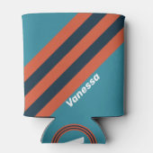 Retro Turquoise Spettersstrepen met Naam Blikjeskoeler (Achterkant)