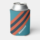 Retro Turquoise Spettersstrepen met Naam Blikjeskoeler (Blikje Achterkant)