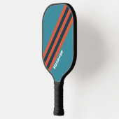 Retro Turquoise Spettersstrepen met Naam Pickleball Paddle (Links)