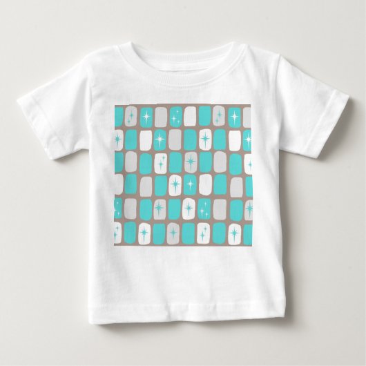 Retro Turquoise Starbursts Baby T-Shirt (Voorkant)