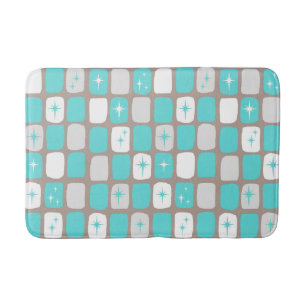Retro Turquoise Starbursts Badmat