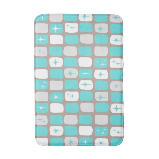 Retro Turquoise Starbursts Badmat (Voorkant Verticaal)