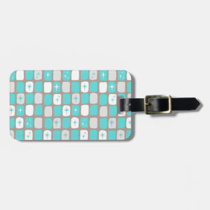 Retro Turquoise Starbursts Bagagelabel