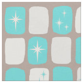 Retro Turquoise Starbursts Combed Cotton Fabric. Stof (Close Up)