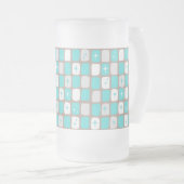Retro Turquoise Starbursts Frosted Glass Mok (Voorkant rechts)