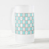 Retro Turquoise Starbursts Frosted Glass Mok (Voorkant links)