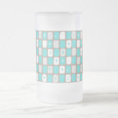 Retro Turquoise Starbursts Frosted Glass Mok (Center)