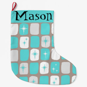 Retro Turquoise Starbursts kerst stoppen Grote Kerstsok