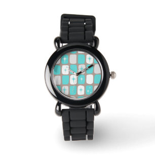 Retro Turquoise Starbursts Kinderen Watch Horloge