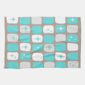 Retro Turquoise Starbursts Kitchen Towel Theedoek (Horizontaal)