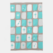 Retro Turquoise Starbursts Kitchen Towel Theedoek (Verticaal)