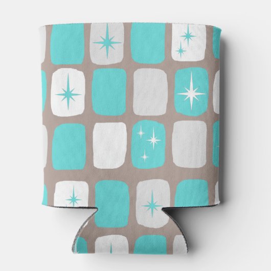 Retro Turquoise Starbursts Koelbox Blikjeskoeler (Achterkant)