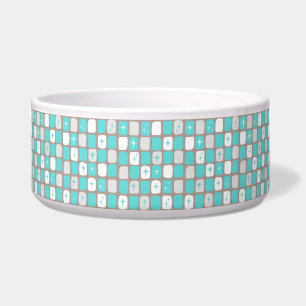 Retro Turquoise Starbursts Large Dog Bowl Voerbakje