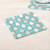 Retro Turquoise Starbursts Onderzetter papier (Schuin)