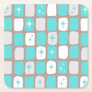 Retro Turquoise Starbursts Onderzetter papier