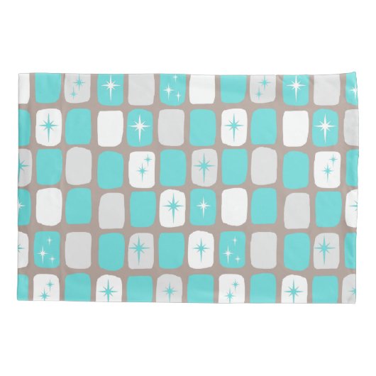 Retro Turquoise Starbursts Pillowcase Kussensloop (Achterkant)