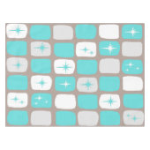 Retro Turquoise Starbursts Tablecloth *grote afdru Tafelkleed (Voorkant (Horizontaal))