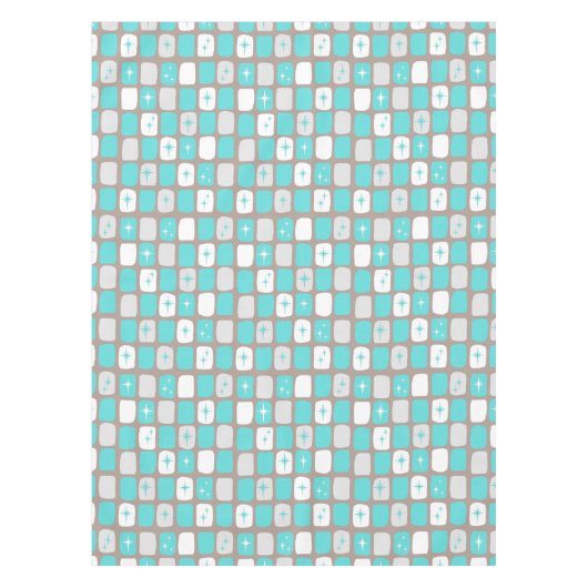 Retro Turquoise Starbursts Tablecloth *small print Tafelkleed (Voorkant)