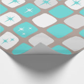 Retro Turquoise Starbursts Wrapping Paper Cadeaupapier (Hoek)