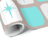 Retro Turquoise Starbursts Wrapping Paper Cadeaupapier (Rol Hoek)