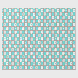 Retro Turquoise Starbursts Wrapping Paper Cadeaupapier