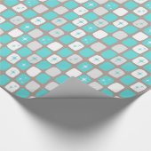 Retro Turquoise Starbursts Wrapping Paper Cadeaupapier (Hoek)