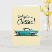 Retro Turquoise Vaderdagkaart Kaart (Gele Bloem)