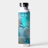 Retro Turquoise verf en roest Abstract Waterfles (Links)