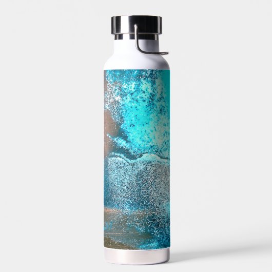 Retro Turquoise verf en roest Abstract Waterfles (Links)