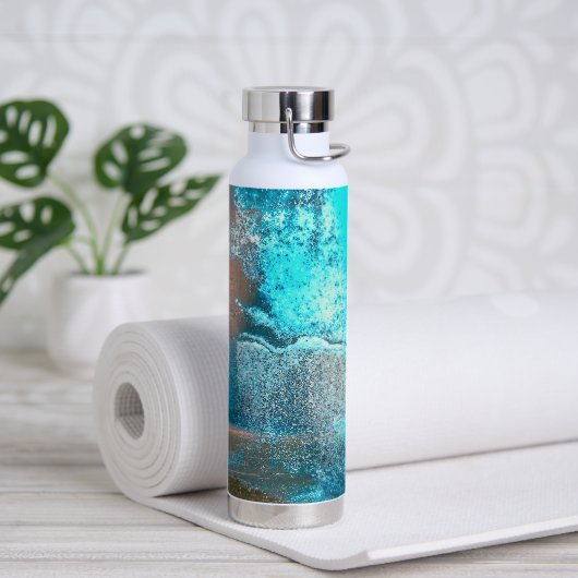 Retro Turquoise verf en roest Abstract Waterfles (Yoga)