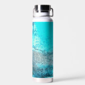 Retro Turquoise verf en roest Abstract Waterfles (Achterkant)