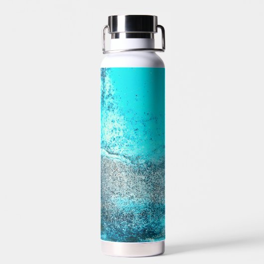 Retro Turquoise verf en roest Abstract Waterfles (Achterkant)