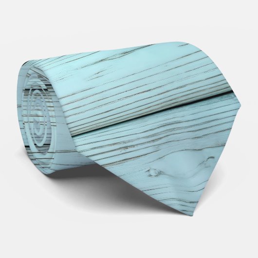 Retro turquoise verf op rustiek hout stropdas (Opgerold)