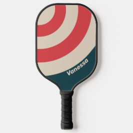 Retro Turquoise Vibe Cirkel Streep met Naam Pickleball Paddle