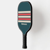 Retro Turquoise Vibe Overdwars Gestreepte Met Naam Pickleball Paddle (Links)