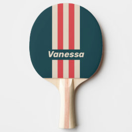 Retro Turquoise Vibe Speld Strepen met Naam Tafeltennisbatje