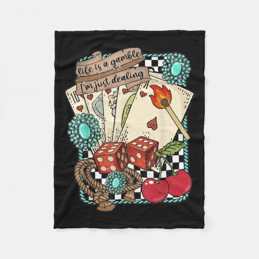 Retro Turquoise Western Wild West Cowboy Cowgirl  Fleece Deken (Voorkant)