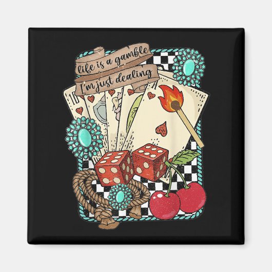 Retro Turquoise Western Wild West Cowboy Cowgirl  Magneet (Voorkant)