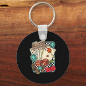 Retro Turquoise Western Wild West Cowboy Cowgirl Sleutelhanger (Voorkant)