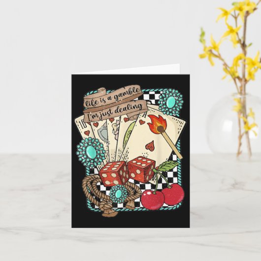 Retro Turquoise Westerse Wilde Westen Cowboy Cowgi Kaart (Gele Bloem)