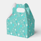 Retro Turquoise Witte Atoomsterren Bewerkbare Dank Bedankdoosjes (Achterkant)