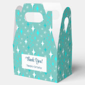 Retro Turquoise Witte Atoomsterren Bewerkbare Dank Bedankdoosjes (Geopend)