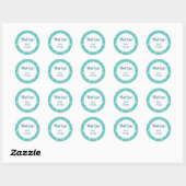 Retro Turquoise Witte Sterren Bewerkbare Bedankt S Ronde Sticker (Vel)