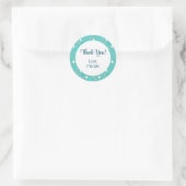 Retro Turquoise Witte Sterren Bewerkbare Bedankt S Ronde Sticker (Tas)