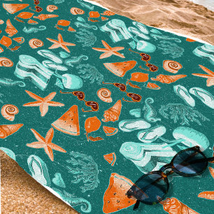 Retro Turquoise Zomer Reis Strand Sfeer Vakantie  Strandlaken