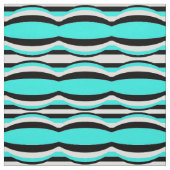 Retro Turquoise Zwart en Wit Op Art Geometrisch Stof (Swatch)