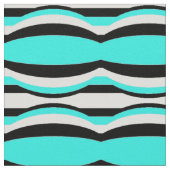 Retro Turquoise Zwart en Wit Op Art Geometrisch Stof (Close Up)
