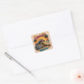 Retro Turtle Beach Sfeer - Koele Zomer Chill Grafi Vierkante Sticker (Envelop)