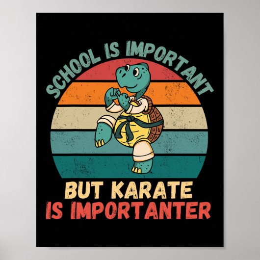 Retro Turtle School is belangrijk Karate is belang Poster (Voorkant)