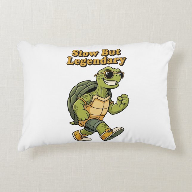 Retro Turtle Slow But Legendary Rectangular Pillow Accent Kussen (Voorkant)